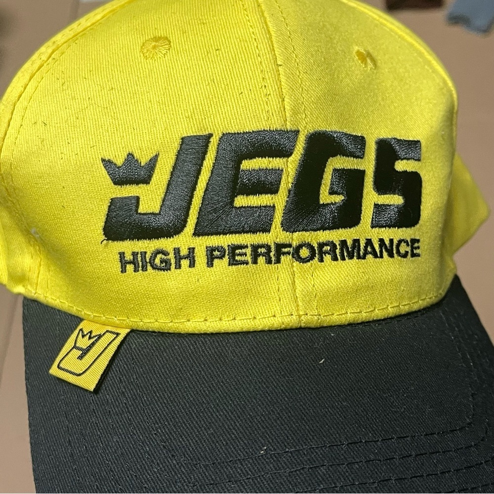 Jegs Hat Yellow Black High Performance Snapback Cotton Twill Hook Loop Adjust